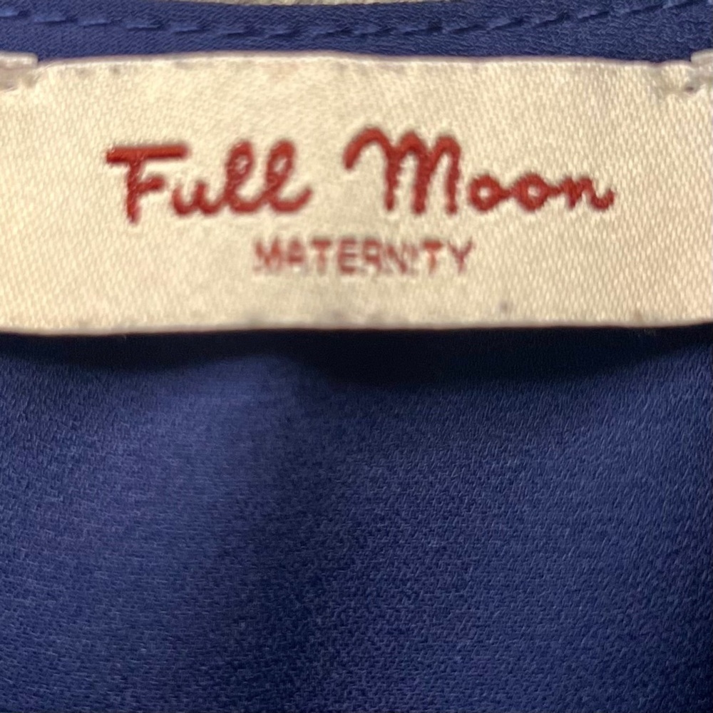 Full Moon Maternity Navy Zip Front Sleeveless Blouse Size Small - Picture 3 of 5
